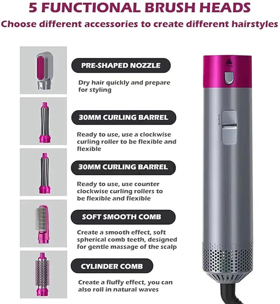 5 In 1 Hair Curler & Straightener - Lightweight And Portable